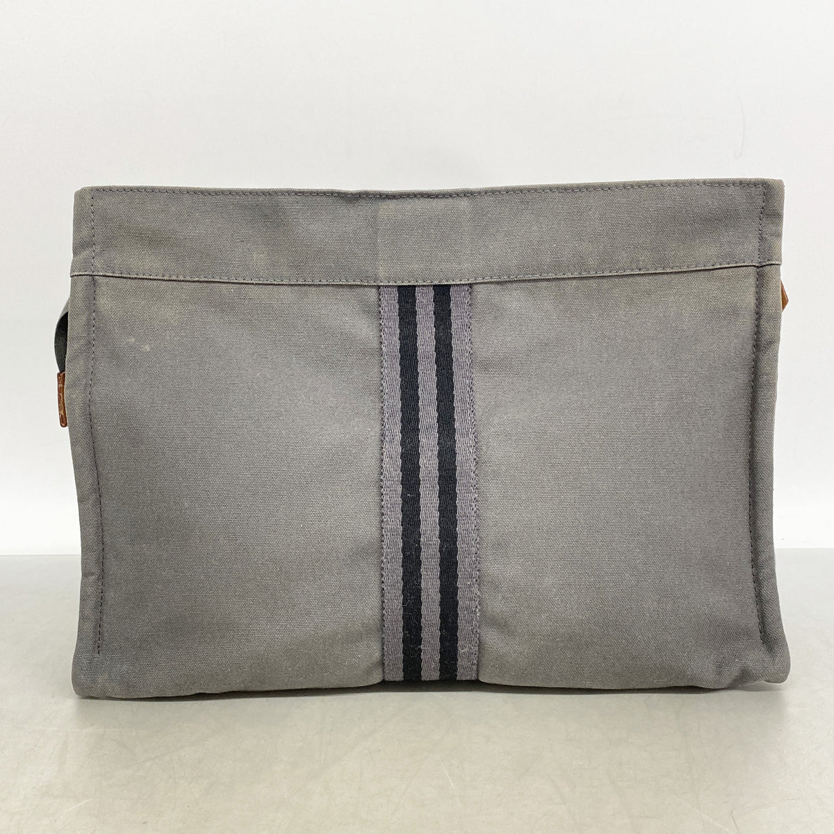 【6id5407】エルメス ポーチ フールトゥポーチ キャンバス グレー シルバー金具【中古】メンズ レディース ユニセックス