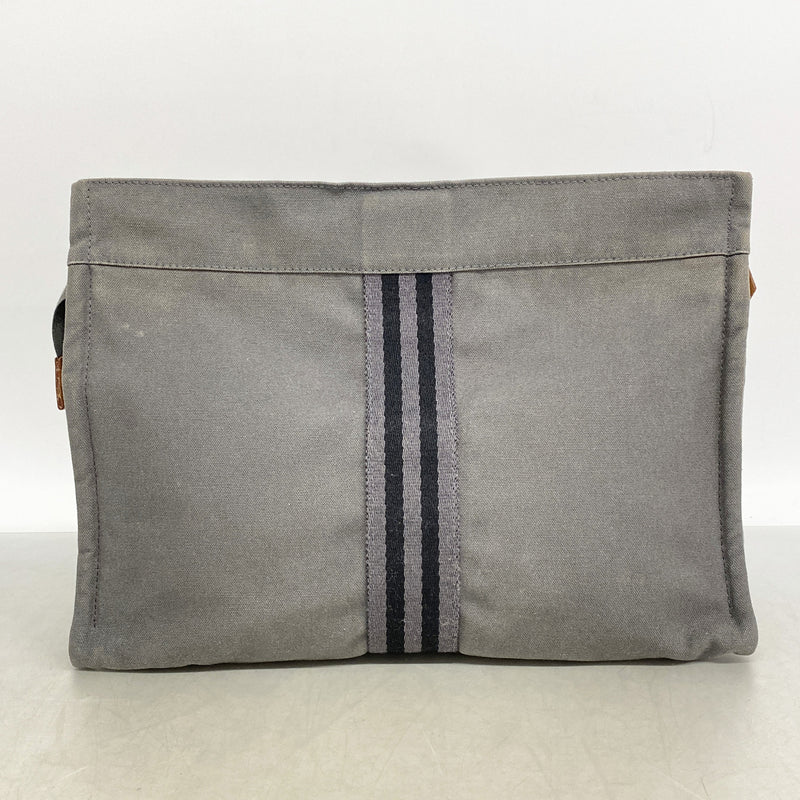 【6id5407】エルメス ポーチ フールトゥポーチ キャンバス グレー シルバー金具【中古】メンズ レディース ユニセックス
