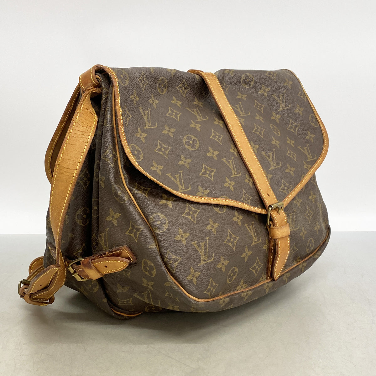 【6id5413】ルイヴィトン ショルダーバッグ モノグラム ソミュール35 M42254 ブラウン【中古】レディース
