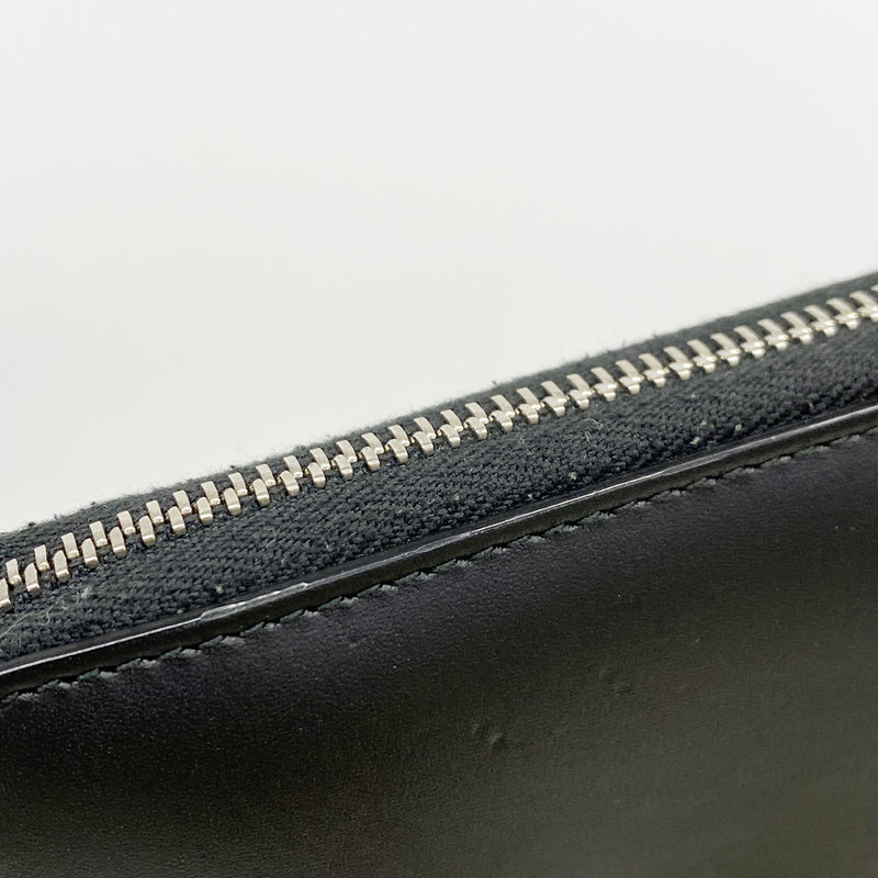 【6id5446】グッチ 長財布 グッチシマ 408839 レザー ブラック シルバー金具【中古】メンズ