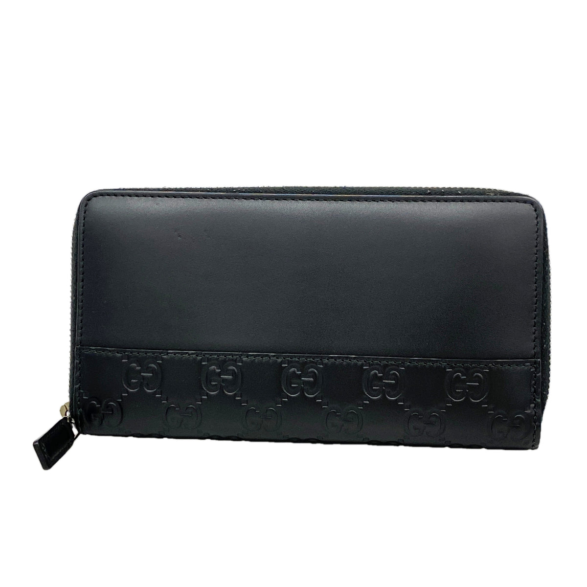 【6id5446】グッチ 長財布 グッチシマ 408839 レザー ブラック シルバー金具【中古】メンズ