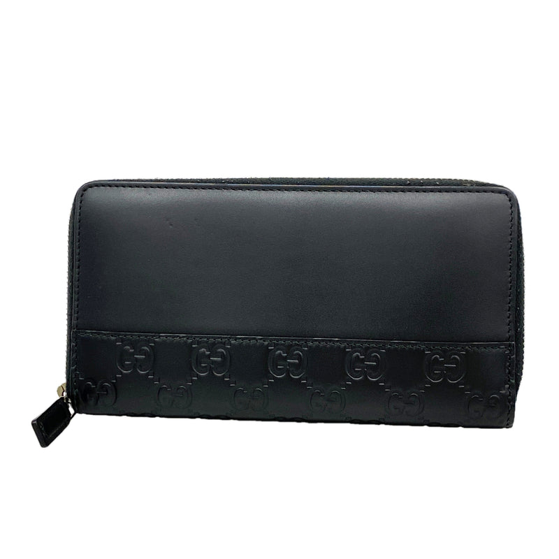 【6id5446】グッチ 長財布 グッチシマ 408839 レザー ブラック シルバー金具【中古】メンズ