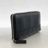 【6id5446】グッチ 長財布 グッチシマ 408839 レザー ブラック シルバー金具【中古】メンズ