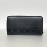 【6id5446】グッチ 長財布 グッチシマ 408839 レザー ブラック シルバー金具【中古】メンズ