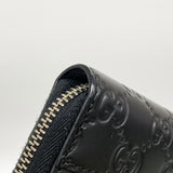 【6id5446】グッチ 長財布 グッチシマ 408839 レザー ブラック シルバー金具【中古】メンズ