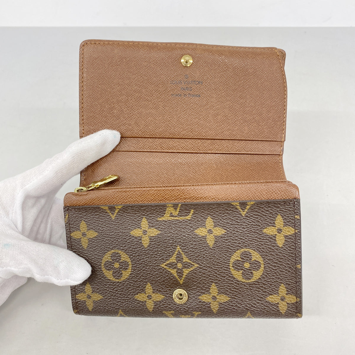 【6id5465】ルイヴィトン 財布 モノグラム ポルトモネビエトレゾール M61730 ブラウン【中古】レディース