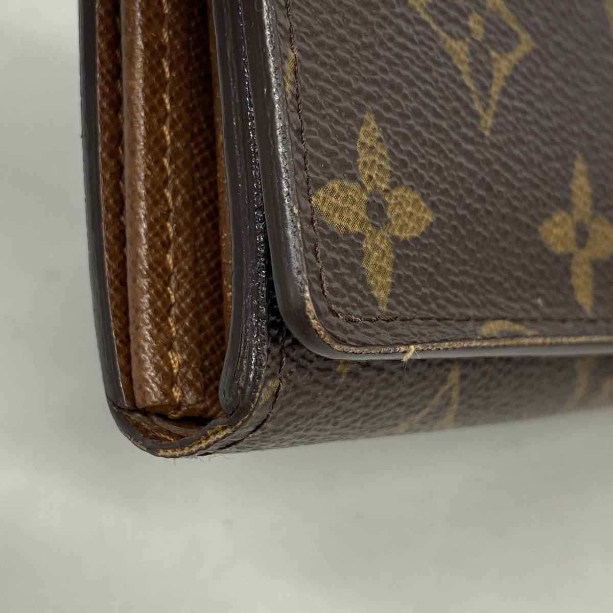 【6id5465】ルイヴィトン 財布 モノグラム ポルトモネビエトレゾール M61730 ブラウン【中古】レディース