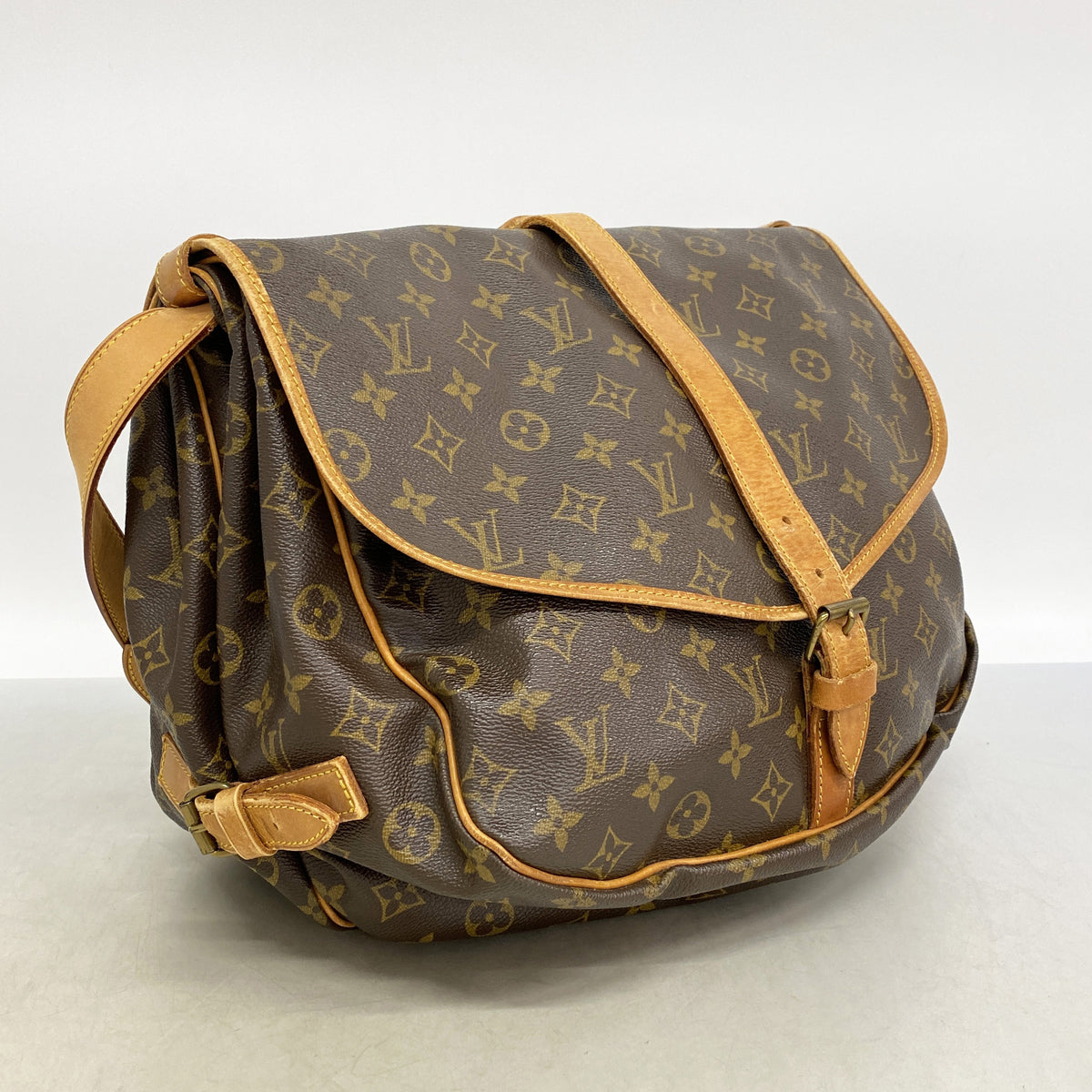 【6id5473】ルイヴィトン ショルダーバッグ モノグラム ソミュール35 M42254 ブラウン【中古】レディース