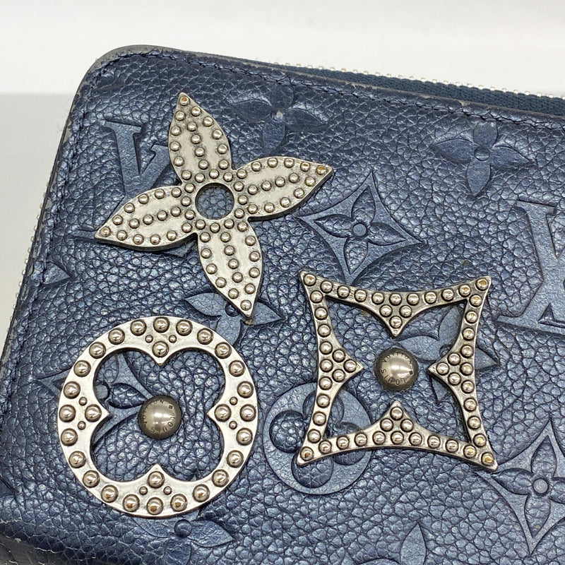 【6id5474】ルイヴィトン 長財布 モノグラム・アンプラント フラワースタッズ ジッピーウォレット M62069 マリンメタル【中古】メンズ レディース ユニセックス