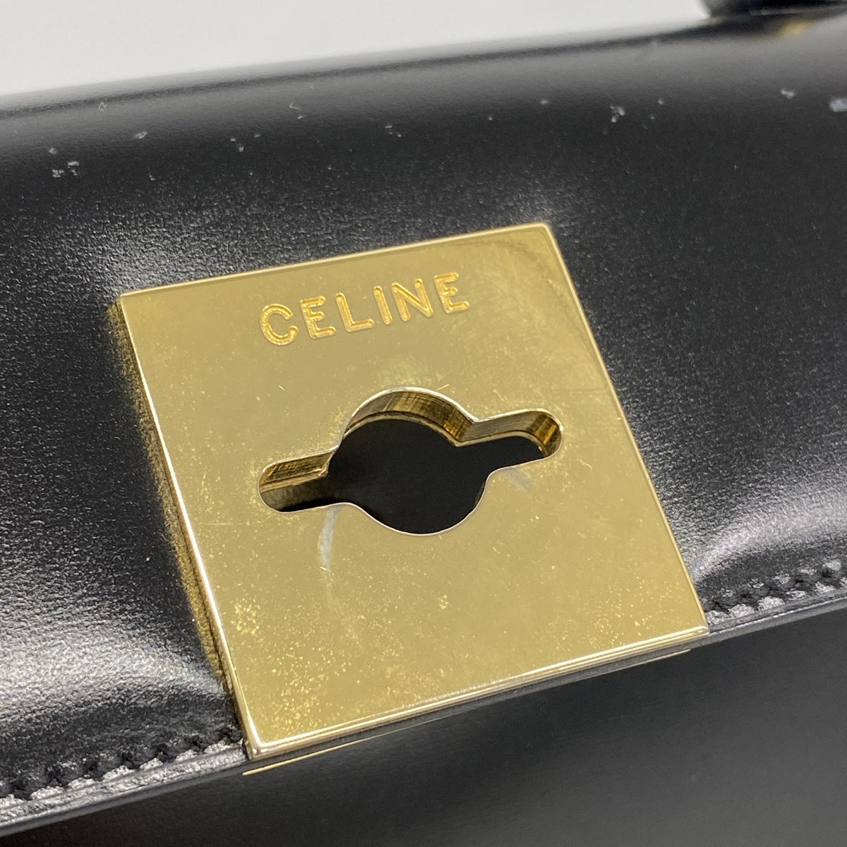 【6id5487】セリーヌ ハンドバッグ レザー ブラック ゴールド金具【中古】レディース