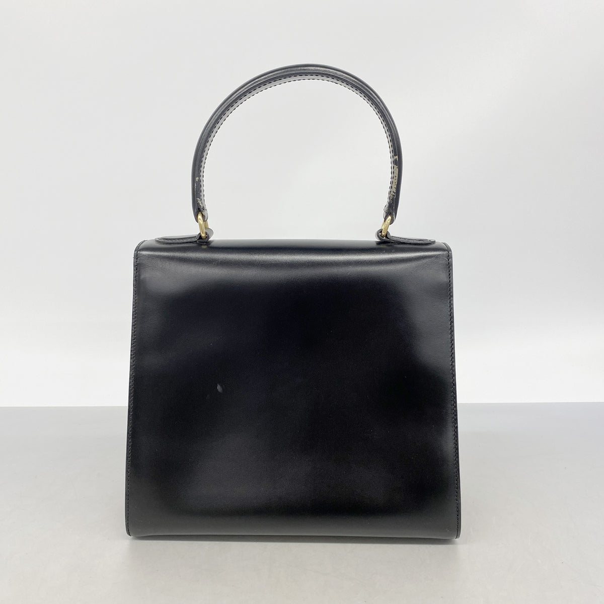 【6id5487】セリーヌ ハンドバッグ レザー ブラック ゴールド金具【中古】レディース