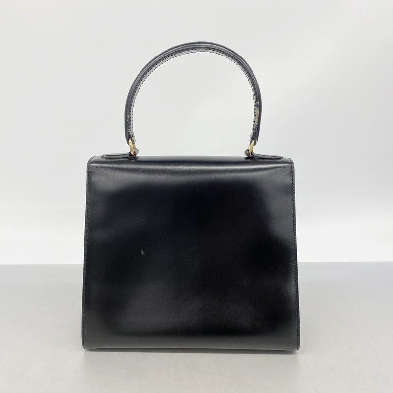 【6id5487】セリーヌ ハンドバッグ レザー ブラック ゴールド金具【中古】レディース