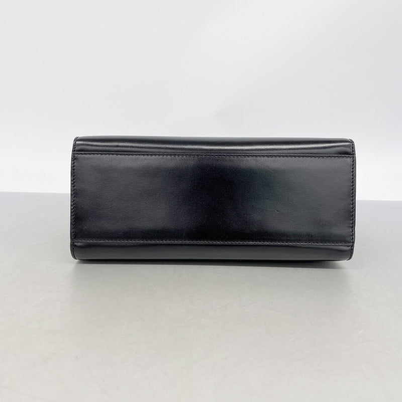 【6id5487】セリーヌ ハンドバッグ レザー ブラック ゴールド金具【中古】レディース