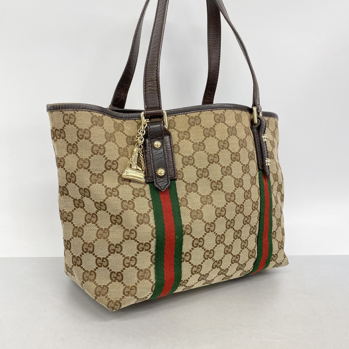 【6id5488】グッチ トートバッグ GGキャンバス 137396 キャンバス ベージュ シャンパンゴールド金具【中古】レディース