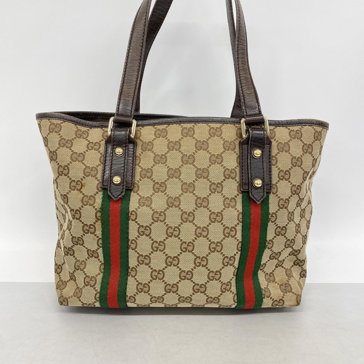 【6id5488】グッチ トートバッグ GGキャンバス 137396 キャンバス ベージュ シャンパンゴールド金具【中古】レディース