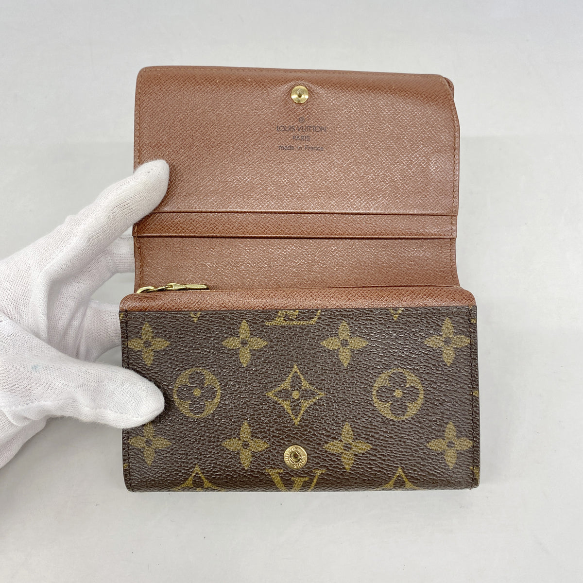 【6id5495】ルイヴィトン 財布 モノグラム ポルトモネビエトレゾール M61730 ブラウン【中古】レディース