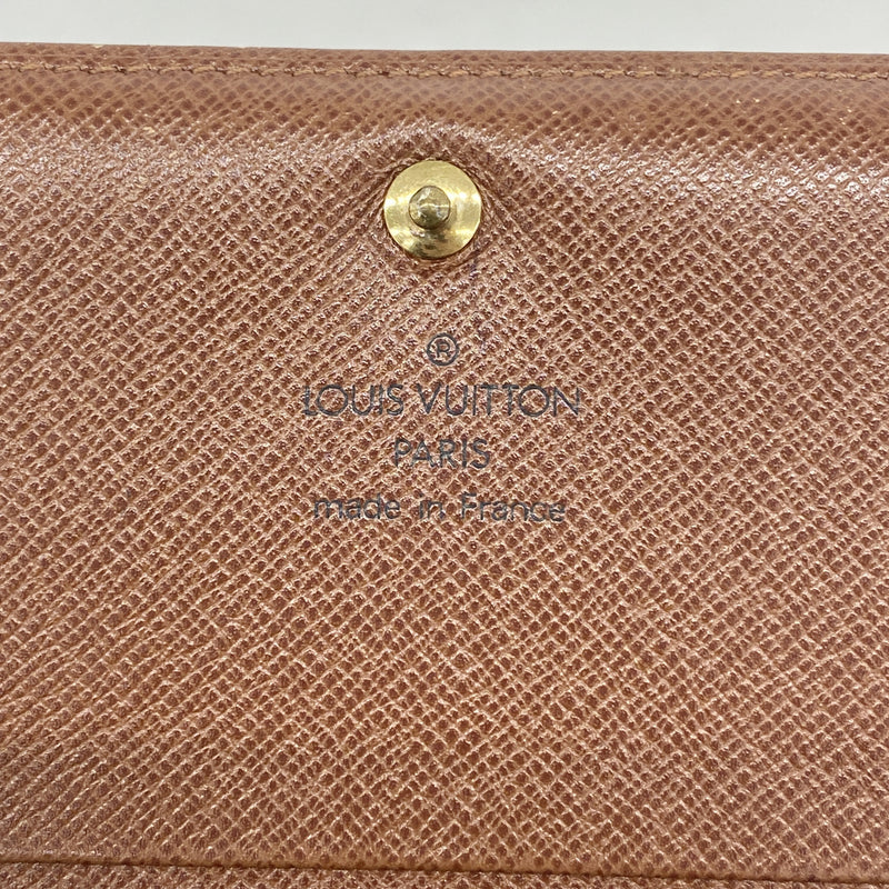 【6id5495】ルイヴィトン 財布 モノグラム ポルトモネビエトレゾール M61730 ブラウン【中古】レディース