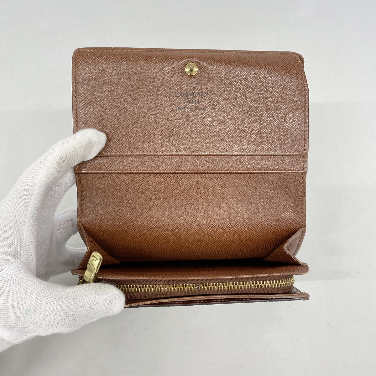 【6id5495】ルイヴィトン 財布 モノグラム ポルトモネビエトレゾール M61730 ブラウン【中古】レディース