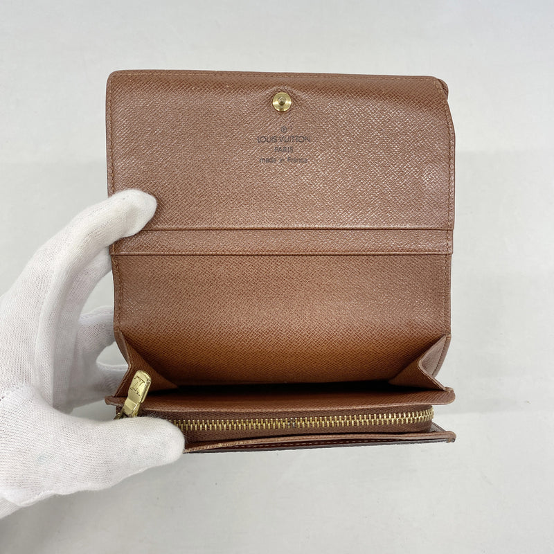 【6id5495】ルイヴィトン 財布 モノグラム ポルトモネビエトレゾール M61730 ブラウン【中古】レディース