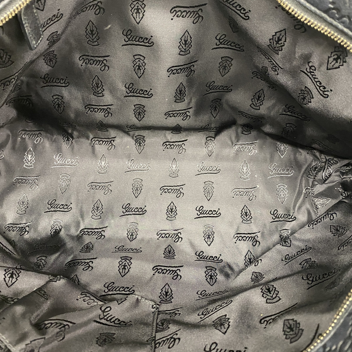 【6id5497】グッチ トートバッグ グッチシマ 211137 レザー ブラック シャンパンゴールド金具【中古】レディース