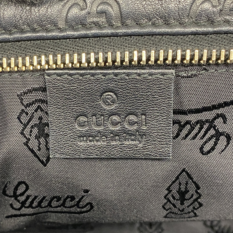【6id5497】グッチ トートバッグ グッチシマ 211137 レザー ブラック シャンパンゴールド金具【中古】レディース