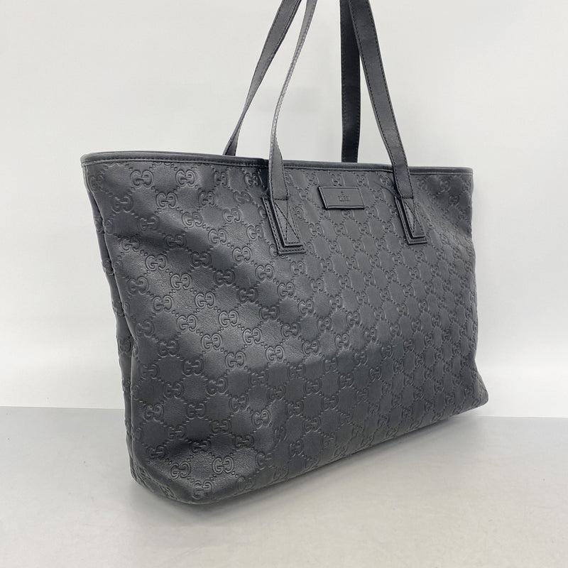 【6id5497】グッチ トートバッグ グッチシマ 211137 レザー ブラック シャンパンゴールド金具【中古】レディース