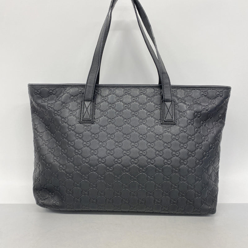 【6id5497】グッチ トートバッグ グッチシマ 211137 レザー ブラック シャンパンゴールド金具【中古】レディース