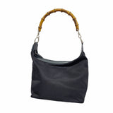 【6id5510】グッチ ショルダーバッグ バンブー 000 1956 0531 ナイロン ブラック シルバー金具【中古】レディース