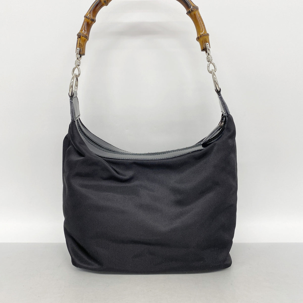 【6id5510】グッチ ショルダーバッグ バンブー 000 1956 0531 ナイロン ブラック シルバー金具【中古】レディース