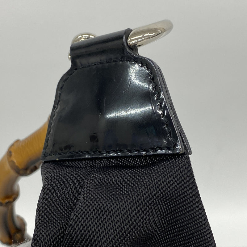 【6id5510】グッチ ショルダーバッグ バンブー 000 1956 0531 ナイロン ブラック シルバー金具【中古】レディース
