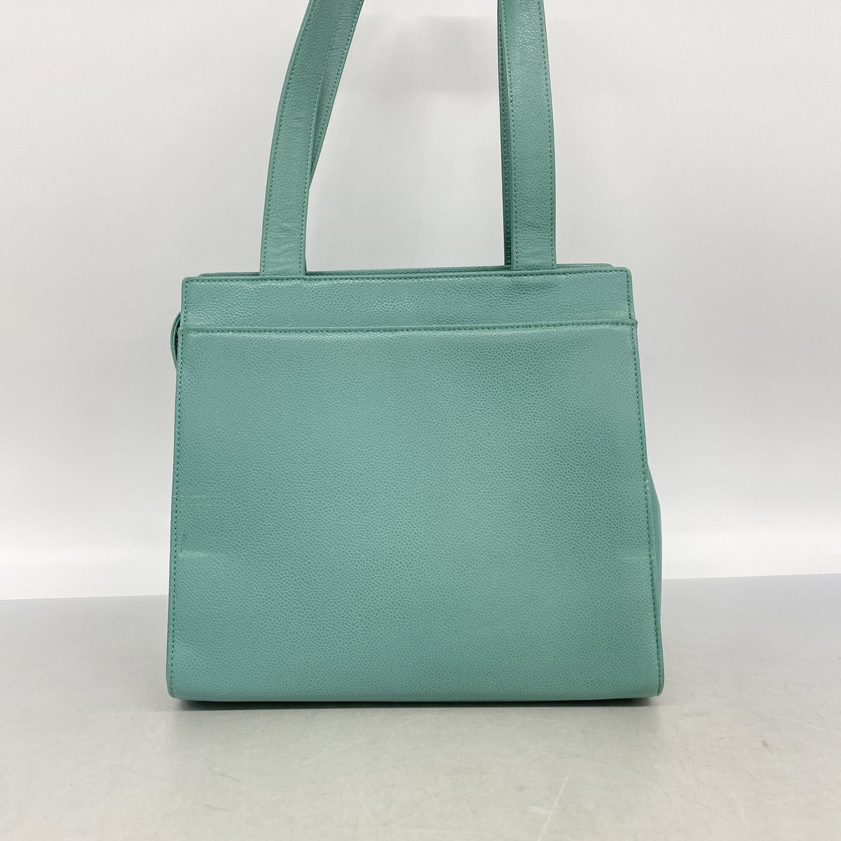 【6id5513】シャネル ショルダーバッグ キャビアスキン ターコイズブルー シルバー金具【中古】レディース
