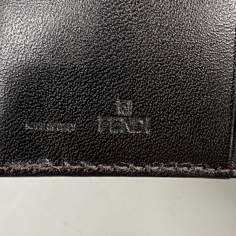 【6id5516】フェンディ 三つ折り財布 ズッカ ナイロンキャンバス ブラウン シルバー金具【中古】レディース