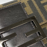 【6id5516】フェンディ 三つ折り財布 ズッカ ナイロンキャンバス ブラウン シルバー金具【中古】レディース