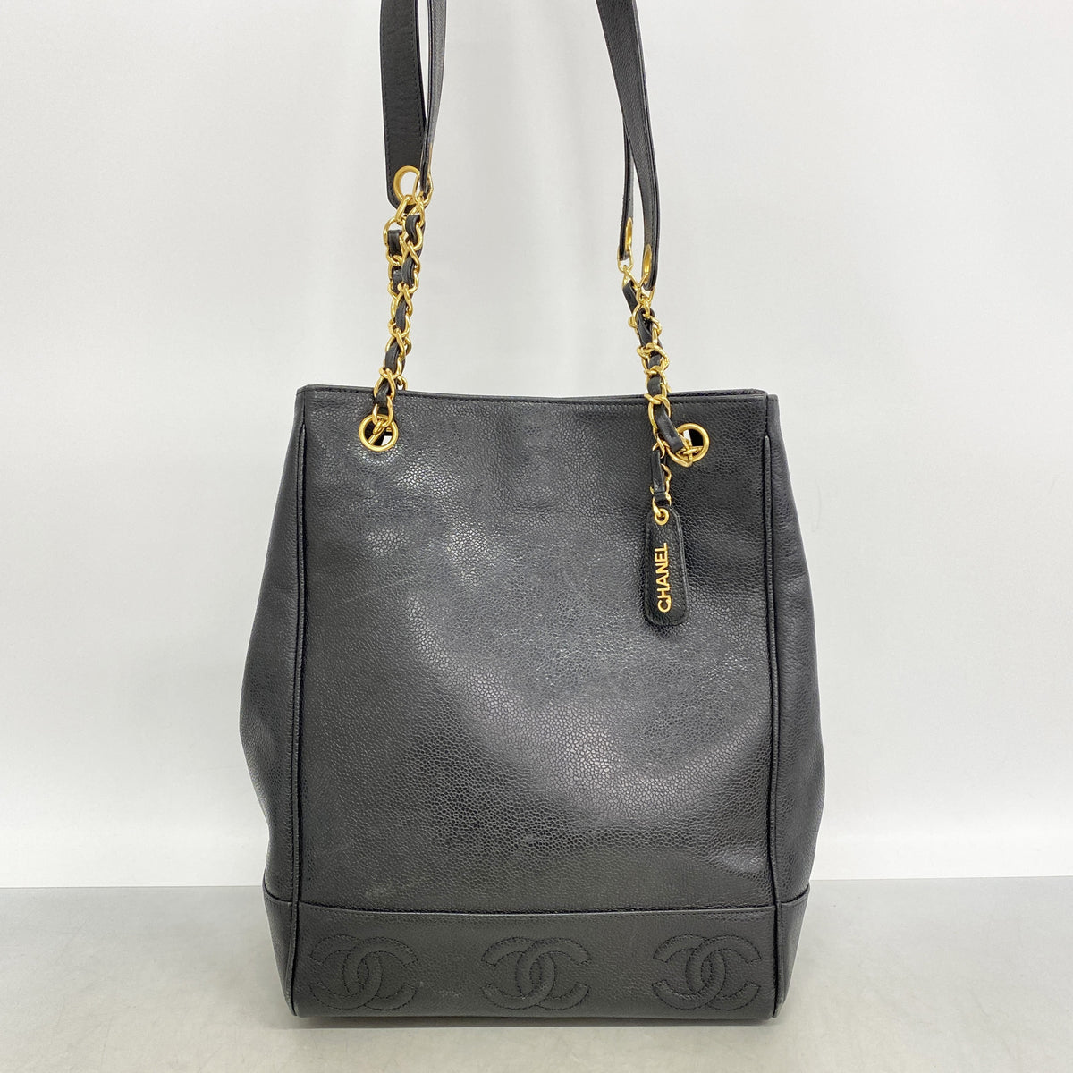 【6id5517】シャネル ショルダーバッグ トリプルココ キャビアスキン ブラック ゴールド金具【中古】レディース