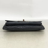 【6id5518】シャネル ショルダーバッグ 2.55 Wチェーン レザー ブラック シルバー金具【中古】レディース