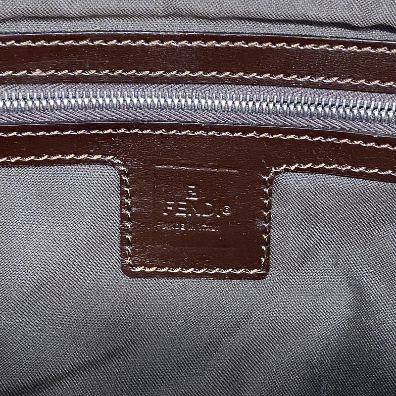 【6id5519】フェンディ ハンドバッグ ズッカ マンマバケット ナイロンキャンバス ブラウン シルバー金具【中古】レディース