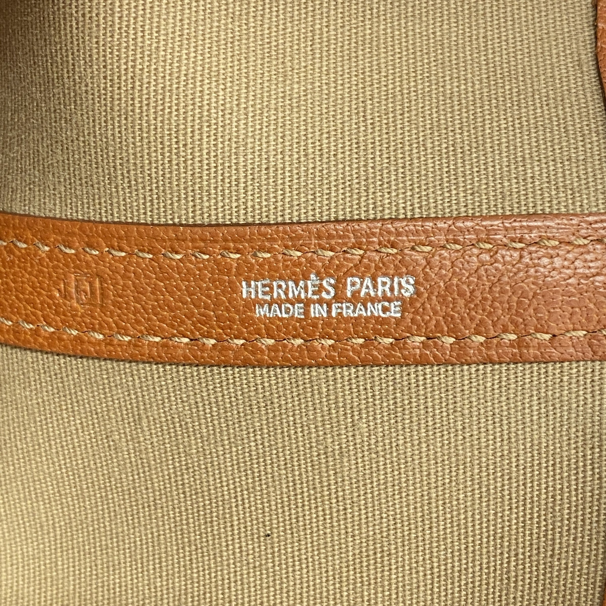 【6id5528】エルメス トートバッグ ガーデンパーティPM トワルオフィシエ オレンジ シルバー金具 □J刻印【中古】レディース