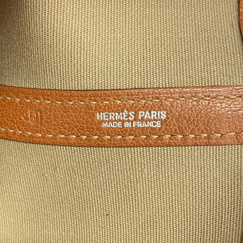 【6id5528】エルメス トートバッグ ガーデンパーティPM トワルオフィシエ オレンジ シルバー金具 □J刻印【中古】レディース