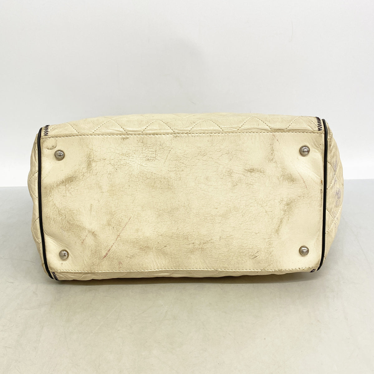 【6id5529】シャネル チェーントート 2.55/マトラッセ レザー アイボリー シルバー金具【中古】レディース