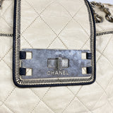 【6id5529】シャネル チェーントート 2.55/マトラッセ レザー アイボリー シルバー金具【中古】レディース