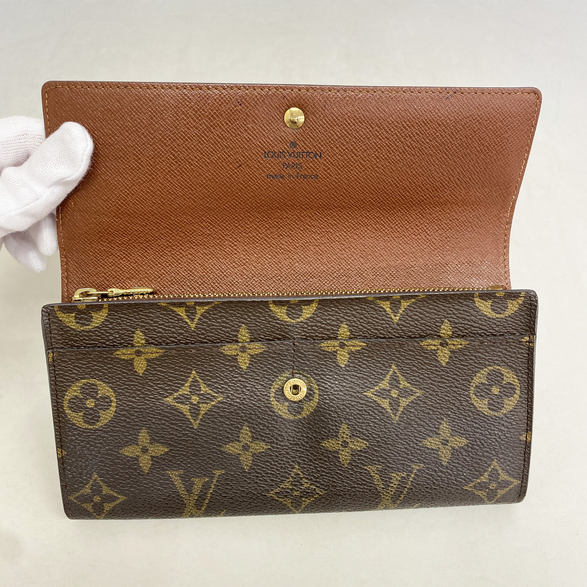 【6id5536】ルイヴィトン 長財布 モノグラム ポシェットポルトモネクレディ M61725 ブラウン【中古】レディース