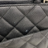 【6id5545】シャネル トートバッグ 復刻トート キャビアスキン ブラック シルバー金具【中古】レディース