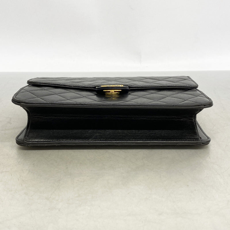 【6id5546】シャネル ショルダーバッグ マトラッセ チェーンショルダー ラムスキン ブラック ゴールド金具【中古】レディース