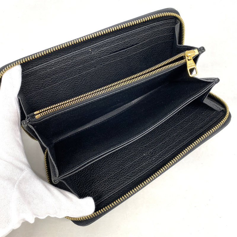 【6id5549】ルイヴィトン 長財布 モノグラム・アンプラント バイカラー ジッピーウォレット M80481 ブラック ベージュ【中古】レディース
