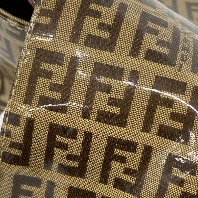 【6id5554】フェンディ ハンドバッグ ズッカ マンマバケット コーティングキャンバス ブラウン ゴールド金具【中古】レディース