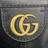 【6id5557】グッチ トートバッグ GGマーモント 547851 レザー ブラック ゴールド金具【中古】メンズ レディース ユニセックス