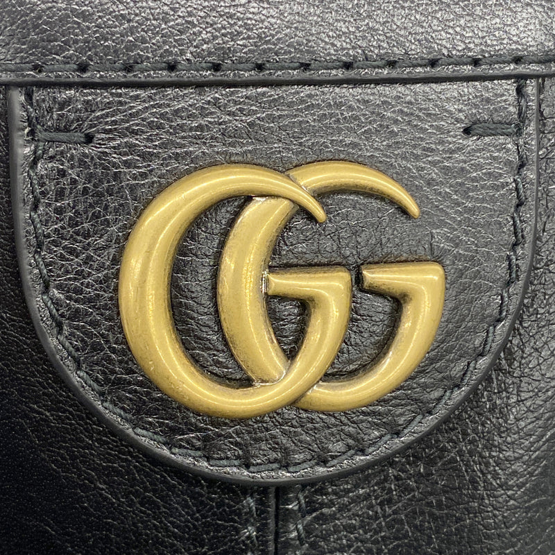 【6id5557】グッチ トートバッグ GGマーモント 547851 レザー ブラック ゴールド金具【中古】メンズ レディース ユニセックス
