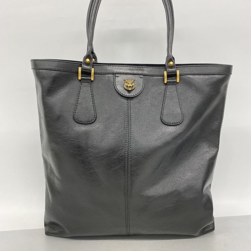 【6id5557】グッチ トートバッグ GGマーモント 547851 レザー ブラック ゴールド金具【中古】メンズ レディース ユニセックス