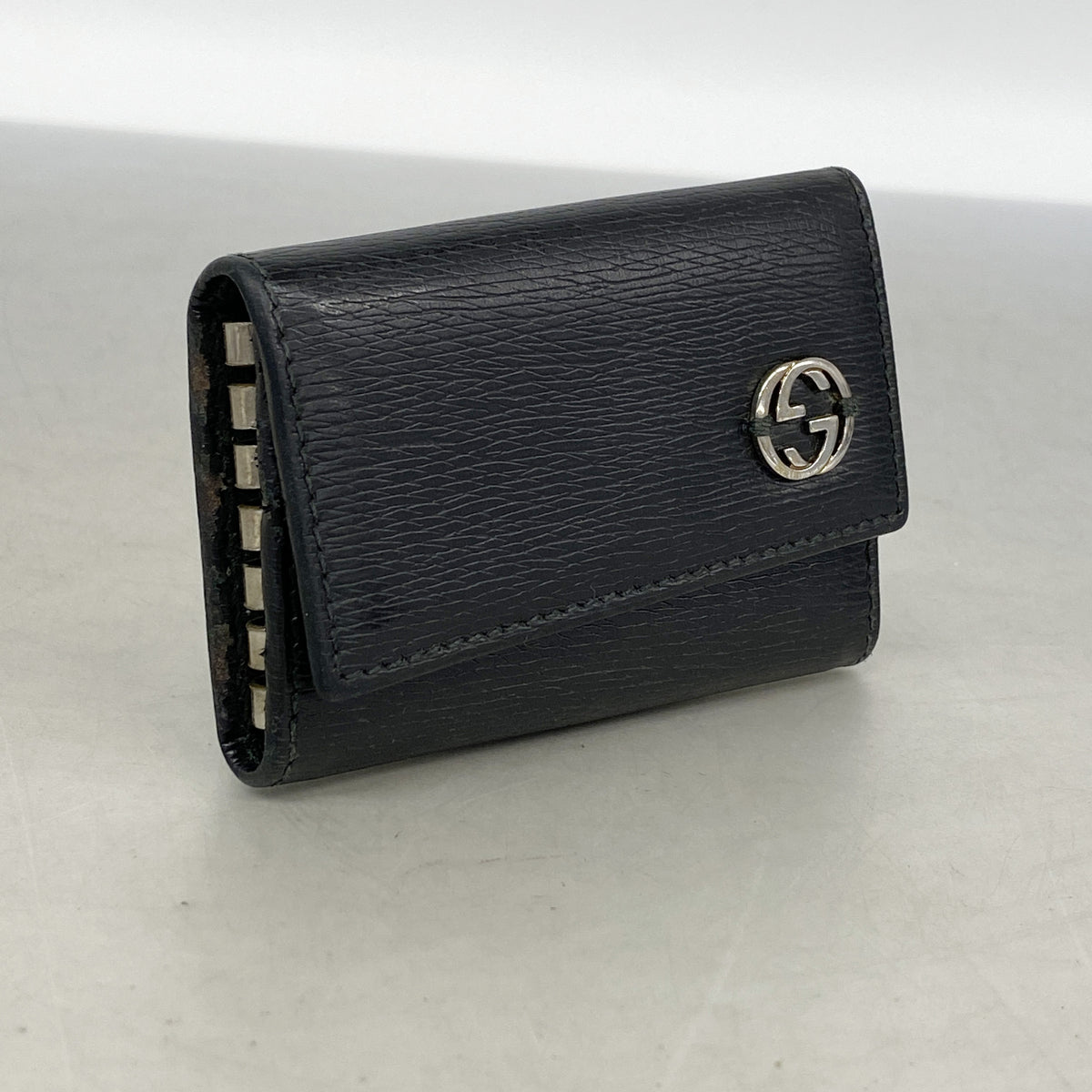 【6id5568】グッチ キーケース インターロッキングG 256337 レザー ブラック シルバー金具【中古】メンズ レディース ユニセックス