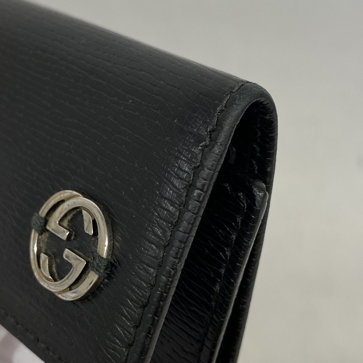 【6id5568】グッチ キーケース インターロッキングG 256337 レザー ブラック シルバー金具【中古】メンズ レディース ユニセックス